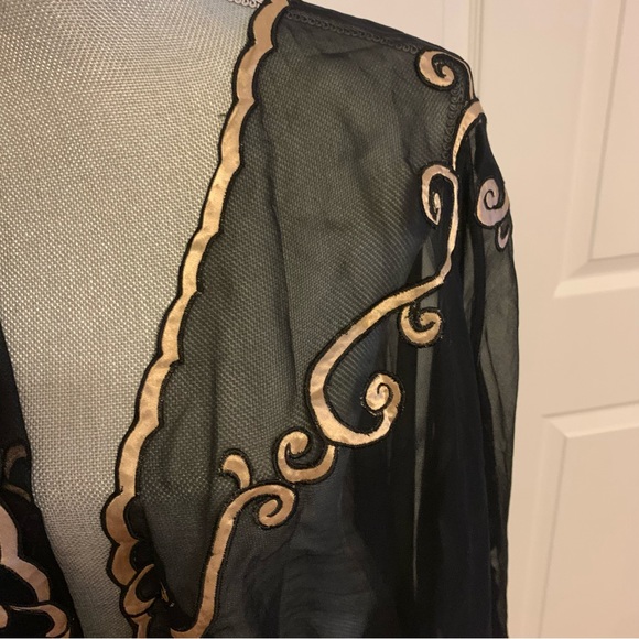 Victoria’s Secret gold label sheer tie jacket with satin tan trim one size fits - Picture 13 of 13